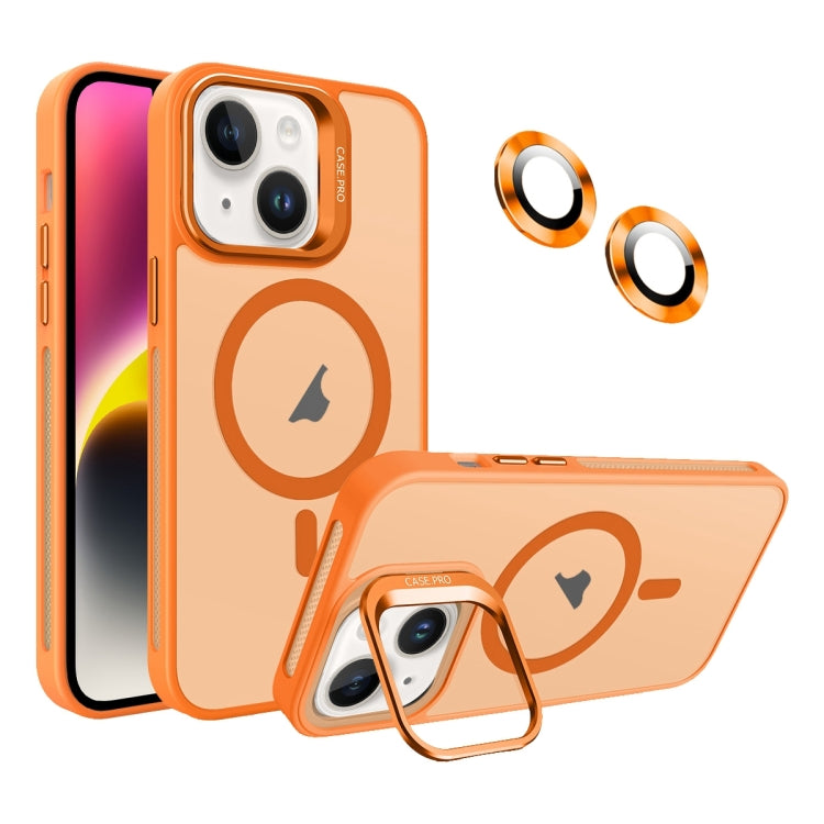 For iPhone 14 Invisible Lens Holder MagSafe Phone Case(Orange) - iPhone 14 Cases by PMC Jewellery | Online Shopping South Africa | PMC Jewellery