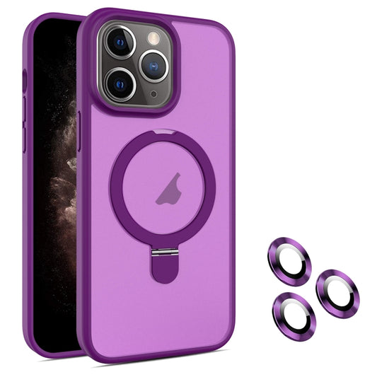 For iPhone 11 Pro Max MagSafe Magnetic Holder Phone Case(Dark Purple) - iPhone 11 Pro Max Cases by PMC Jewellery | Online Shopping South Africa | PMC Jewellery