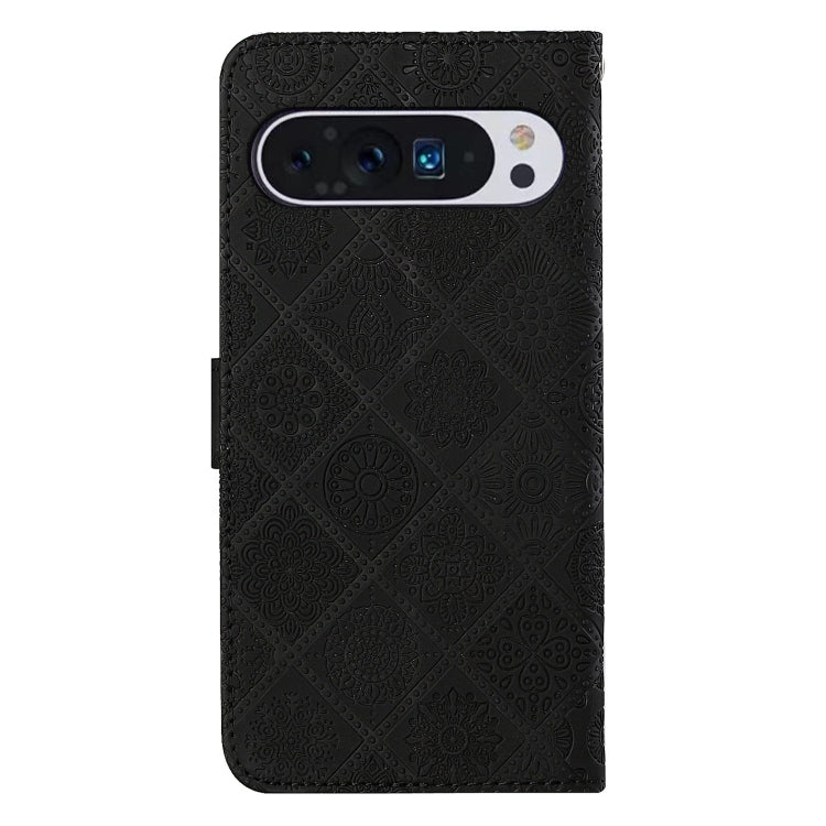 For Google Pixel 9 / 9 Pro Ethnic Style Embossed Pattern Leather Phone Case(Black) - Google Cases by PMC Jewellery | Online Shopping South Africa | PMC Jewellery | Buy Now Pay Later Mobicred