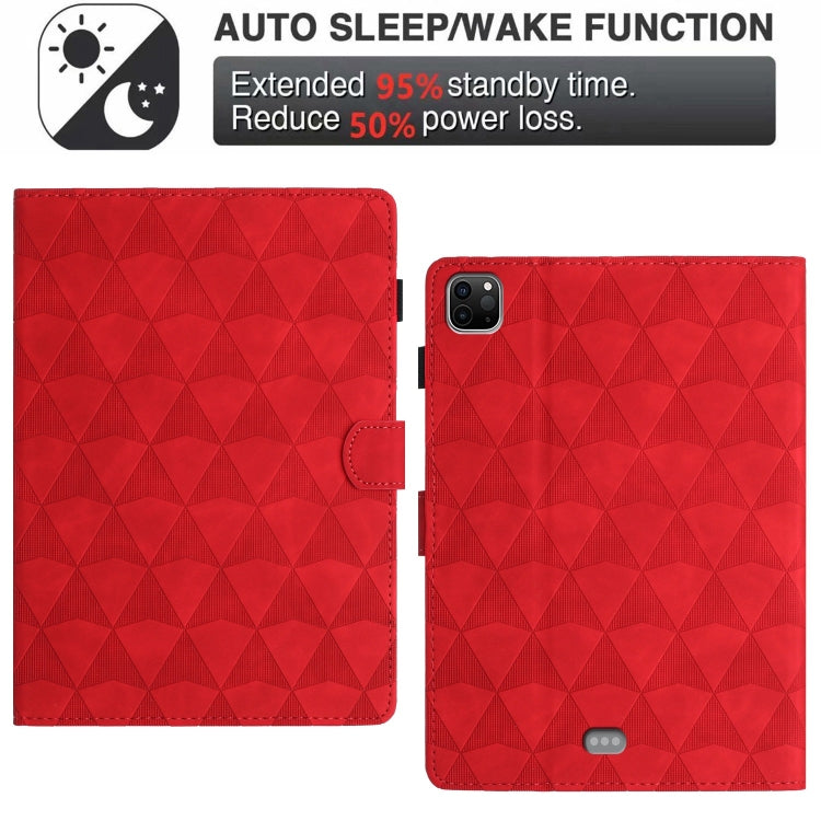 For iPad Pro 11 2024 Diamond Texture Embossed Leather Smart Tablet Case(Red) - iPad Pro 11 2024 Cases by PMC TechLife | Online Shopping South Africa | PMC TechLife | Buy Now Pay Later Mobicred