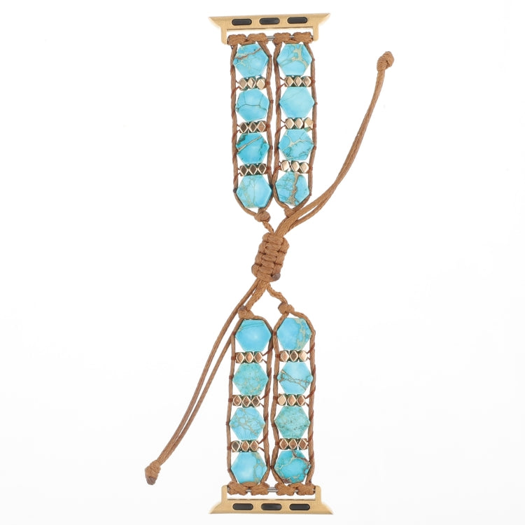 For Apple Watch SE 2023 40mm Hexagonal Stones Drawstring Chain Watch Band(Blue) - free shipping - PMC TechLife - Order now!