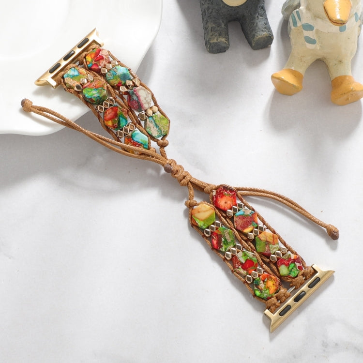For Apple Watch Series 7 41mm Hexagonal Stones Drawstring Chain Watch Band(Colorful) - free shipping - PMC TechLife - Order now!