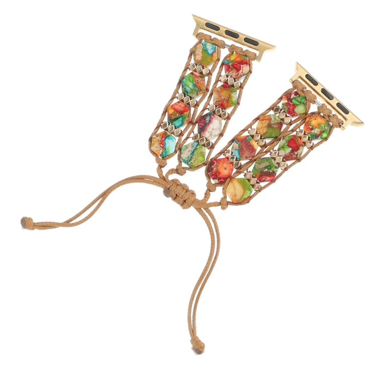 For Apple Watch Series 6 44mm Hexagonal Stones Drawstring Chain Watch Band(Colorful) - Watch Bands by PMC TechLife | Online Shopping South Africa | PMC TechLife