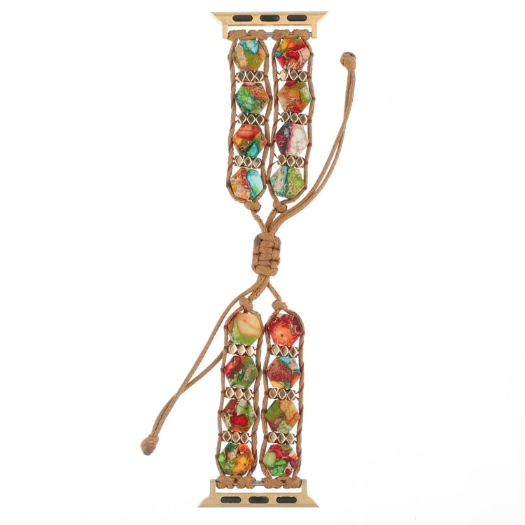 For Apple Watch Series 5 40mm Hexagonal Stones Drawstring Chain Watch Band(Colorful) - Watch Bands by PMC TechLife | Online Shopping South Africa | PMC TechLife