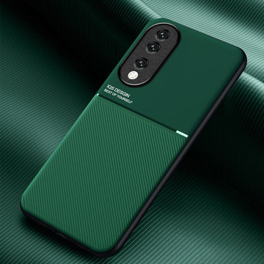 For Honor 90 Classic Tilt Strip Grain Magnetic Shockproof PC + TPU Phone Case(Green) - Honor Cases by PMC Jewellery | Online Shopping South Africa | PMC Jewellery