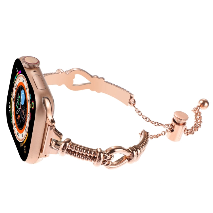 For Apple Watch Ultra 49mm Twist Metal Bracelet Chain Watch Band(Rose Gold) - Watch Bands by PMC Jewellery | Online Shopping South Africa | PMC Jewellery