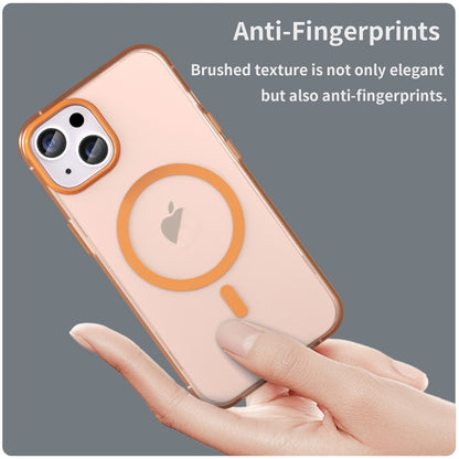 For iPhone 14 Plus MagSafe Frosted Translucent TPU + PC Full Coverage Phone Case(Orange) - iPhone 14 Plus Cases by PMC Jewellery | Online Shopping South Africa | PMC Jewellery