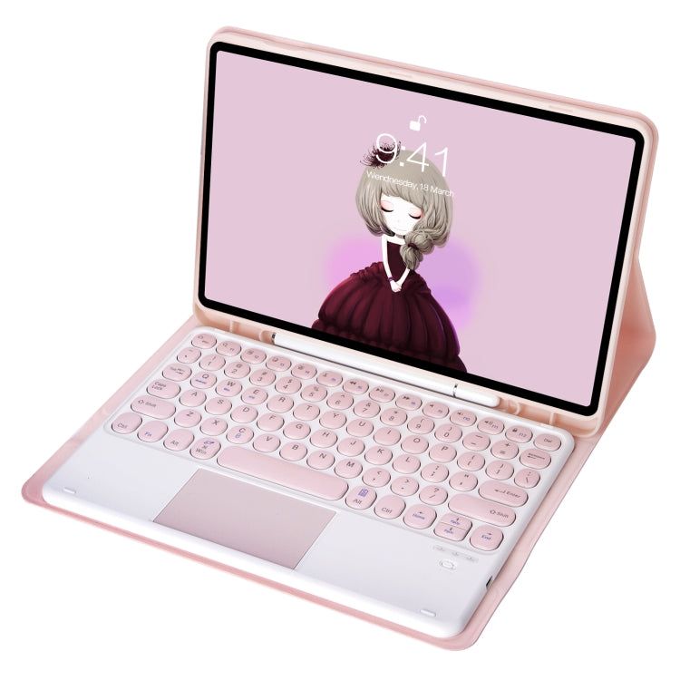 For Samsung Galaxy Tab S9 FE Candy Color TPU Round Keycap Touch Bluetooth Keyboard Leather Case(Pink) - Samsung Keyboard by PMC TechLife | Online Shopping South Africa | PMC TechLife
