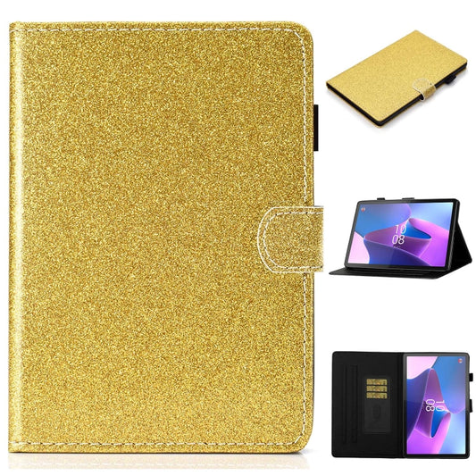 For Lenovo Tab P12 2023 / TB370FU Varnish Glitter Powder Smart Leather Tablet Case(Yellow) - Lenovo by PMC Jewellery | Online Shopping South Africa | PMC Jewellery | Buy Now Pay Later Mobicred