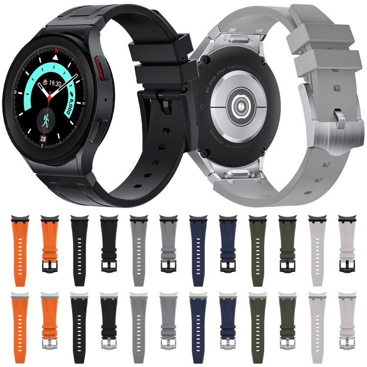 For Samsung Galaxy watch 4 / 5 / 6 AP Series Liquid Silicone Watch Band(Silver Black) - Watch Bands by PMC Jewellery | Online Shopping South Africa | PMC Jewellery