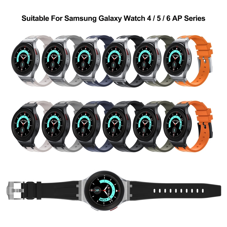 For Samsung Galaxy watch 4 / 5 / 6 AP Series Liquid Silicone Watch Band(Silver Orange) - Watch Bands by PMC Jewellery | Online Shopping South Africa | PMC Jewellery