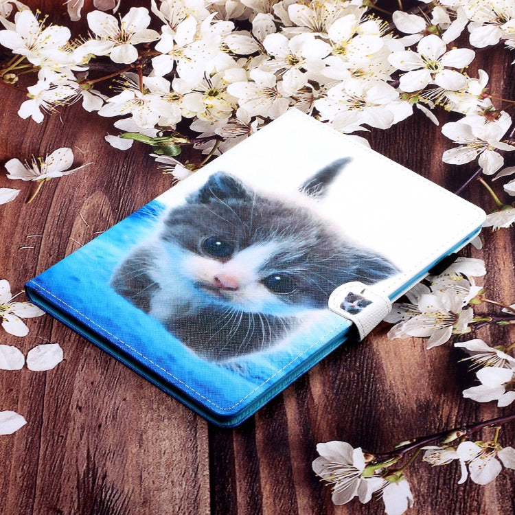 For Lenovo Tab P12 2023 / TB370FU Coloured Drawing Stitching Smart Leather Tablet Case(Blue White Cat) - Lenovo by PMC TechLife | Online Shopping South Africa | PMC TechLife | Buy Now Pay Later Mobicred