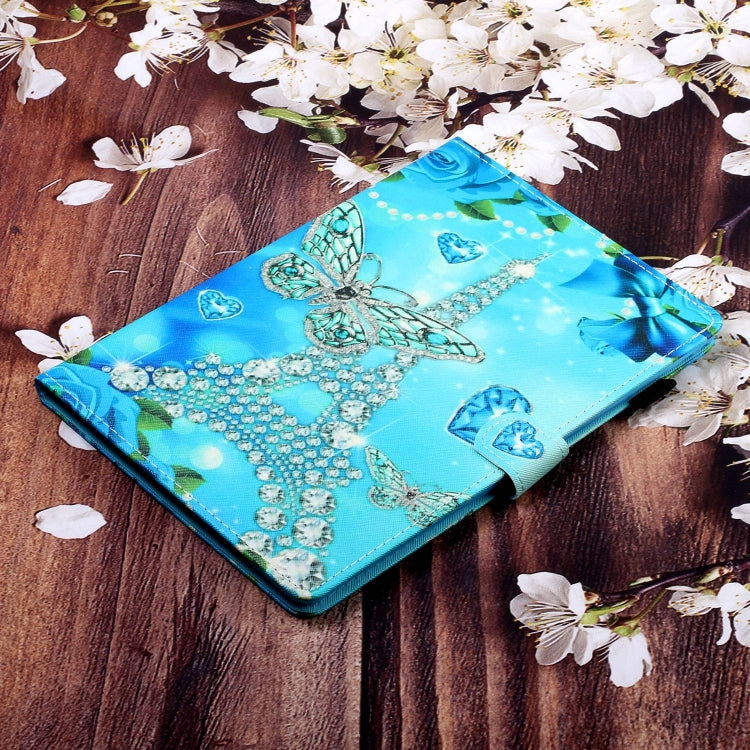 For Lenovo Tab P12 2023 / TB370FU Coloured Drawing Stitching Smart Leather Tablet Case(Butterfly Tower) - Lenovo by PMC TechLife | Online Shopping South Africa | PMC TechLife | Buy Now Pay Later Mobicred