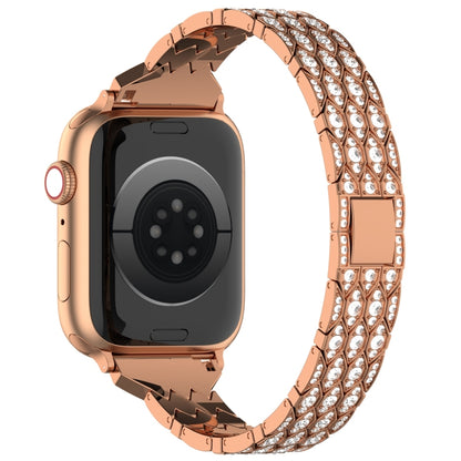 For Apple Watch Series 3 42mm Devil Eye Diamond Bracelet Metal Watch Band(Rose Gold) - Watch Bands by PMC Jewellery | Online Shopping South Africa | PMC Jewellery