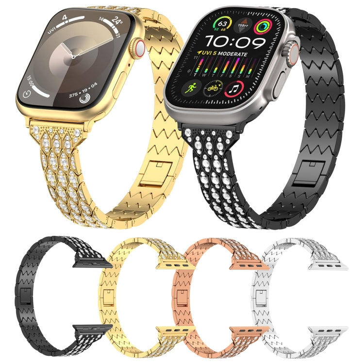 For Apple Watch Series 7 45mm Devil Eye Diamond Bracelet Metal Watch Band(Gold) - Watch Bands by PMC Jewellery | Online Shopping South Africa | PMC Jewellery