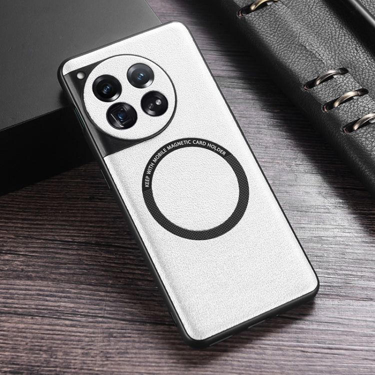 For OnePlus 12 PU MagSafe Magnetic Phone Case(White) - OnePlus Cases by PMC TechLife | Online Shopping South Africa | PMC TechLife