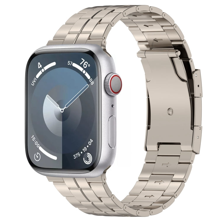 For Apple Watch SE 2023 40mm Tortoise Buckle Titanium Steel Watch Band(Starlight) - Watch Bands by PMC Jewellery | Online Shopping South Africa | PMC Jewellery