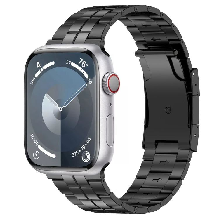 For Apple Watch Series 6 44mm Tortoise Buckle Titanium Steel Watch Band(Black) - Watch Bands by PMC Jewellery | Online Shopping South Africa | PMC Jewellery