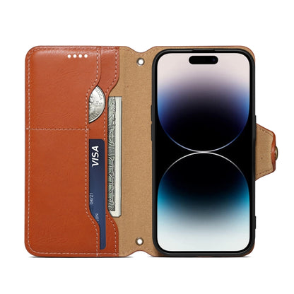 For iPhone 16 Pro Max Denior Cowhide Texture Wallet Style Leather Phone Case(Brown) - iPhone 16 Pro Max Cases by Denior | Online Shopping South Africa | PMC Jewellery | Buy Now Pay Later Mobicred