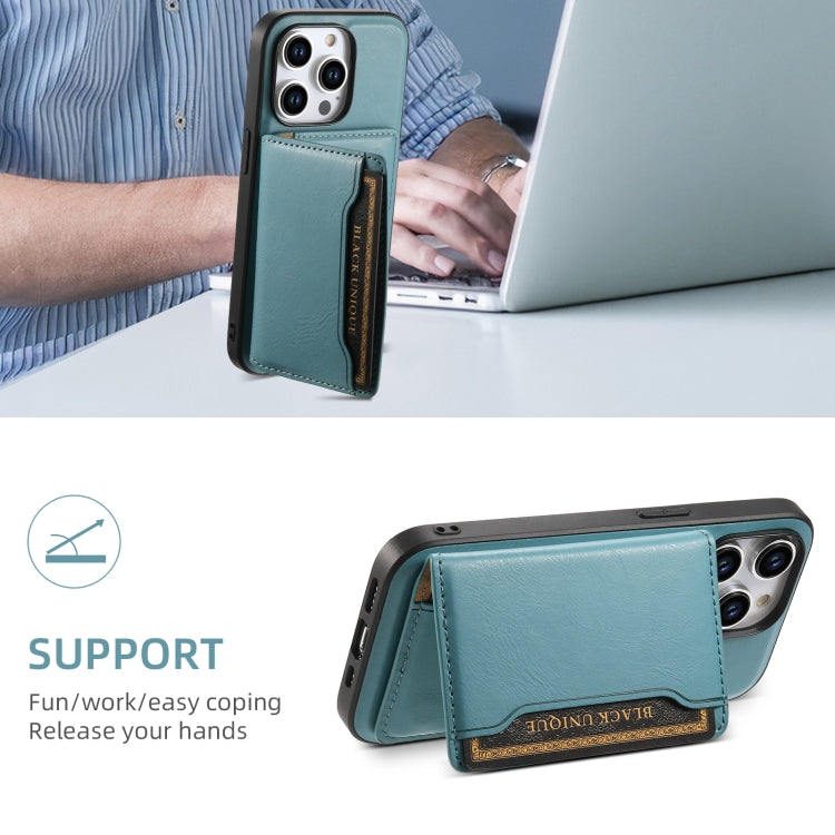 For iPhone 15 Plus Denior Cowhide Texture Leather MagSafe Detachable Wallet Phone Case(Blue) - iPhone 15 Plus Cases by Denior | Online Shopping South Africa | PMC Jewellery | Buy Now Pay Later Mobicred