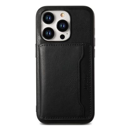 For iPhone 14 Pro Max Denior Cowhide Texture Leather MagSafe Detachable Wallet Phone Case(Black) - iPhone 14 Pro Max Cases by Denior | Online Shopping South Africa | PMC Jewellery | Buy Now Pay Later Mobicred