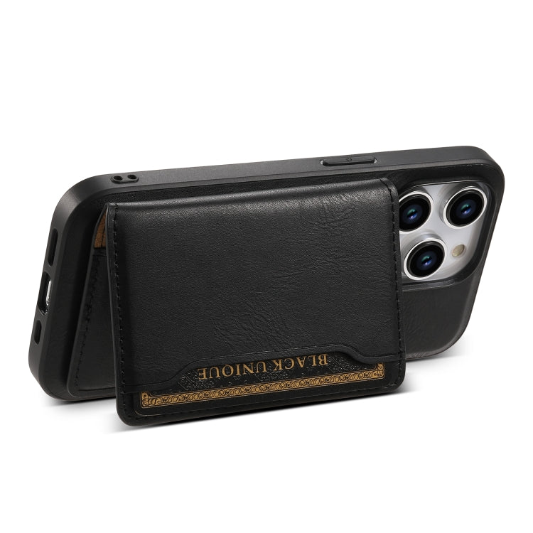 For iPhone 13 Pro Max Denior Cowhide Texture Leather MagSafe Detachable Wallet Phone Case(Black) - iPhone 13 Pro Max Cases by Denior | Online Shopping South Africa | PMC Jewellery | Buy Now Pay Later Mobicred