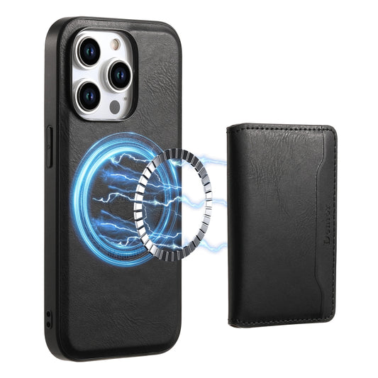 For iPhone 13 Pro Denior Cowhide Texture Leather MagSafe Detachable Wallet Phone Case(Black) - iPhone 13 Pro Cases by Denior | Online Shopping South Africa | PMC Jewellery | Buy Now Pay Later Mobicred