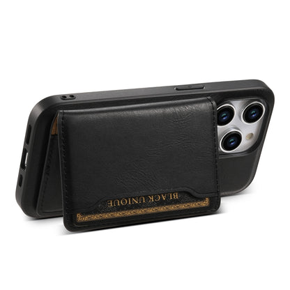 For iPhone 13 Pro Denior Cowhide Texture Leather MagSafe Detachable Wallet Phone Case(Black) - iPhone 13 Pro Cases by Denior | Online Shopping South Africa | PMC Jewellery | Buy Now Pay Later Mobicred