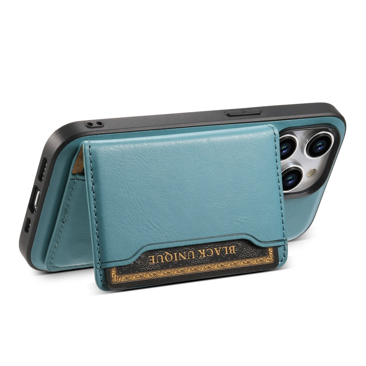 For iPhone 12 Denior Cowhide Texture Leather MagSafe Detachable Wallet Phone Case(Blue) - iPhone 12 / 12 Pro Cases by Denior | Online Shopping South Africa | PMC Jewellery | Buy Now Pay Later Mobicred