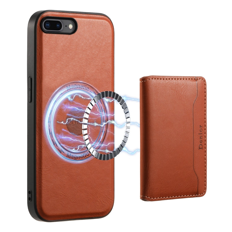 For iPhone 8 Plus/7 Plus Denior Cowhide Texture Leather MagSafe Detachable Wallet Phone Case(Brown) - free shipping - PMC Jewellery - Order now!