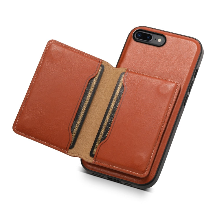 For iPhone 8 Plus/7 Plus Denior Cowhide Texture Leather MagSafe Detachable Wallet Phone Case(Brown) - free shipping - PMC Jewellery - Order now!