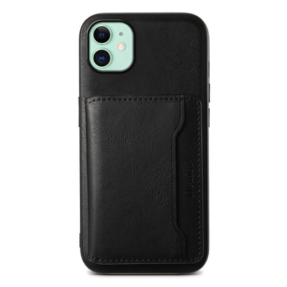 For iPhone 11 Denior Cowhide Texture Leather MagSafe Detachable Wallet Phone Case(Black) - iPhone 11 Cases by Denior | Online Shopping South Africa | PMC Jewellery | Buy Now Pay Later Mobicred