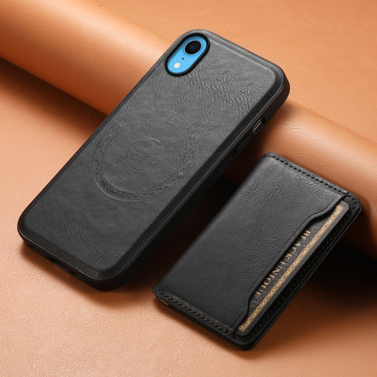 For iPhone XR Denior Cowhide Texture Leather MagSafe Detachable Wallet Phone Case(Black) - More iPhone Cases by Denior | Online Shopping South Africa | PMC Jewellery | Buy Now Pay Later Mobicred