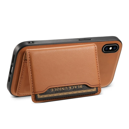 For iPhone XS Max Denior Cowhide Texture Leather MagSafe Detachable Wallet Phone Case(Khaki) - More iPhone Cases by Denior | Online Shopping South Africa | PMC Jewellery | Buy Now Pay Later Mobicred