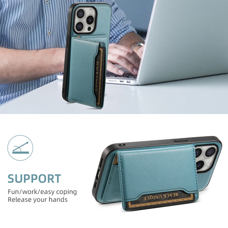 For iPhone 16 Pro Max Denior Cowhide Texture Leather MagSafe Detachable Wallet Phone Case(Blue) - iPhone 16 Pro Max Cases by Denior | Online Shopping South Africa | PMC TechLife | Buy Now Pay Later Mobicred