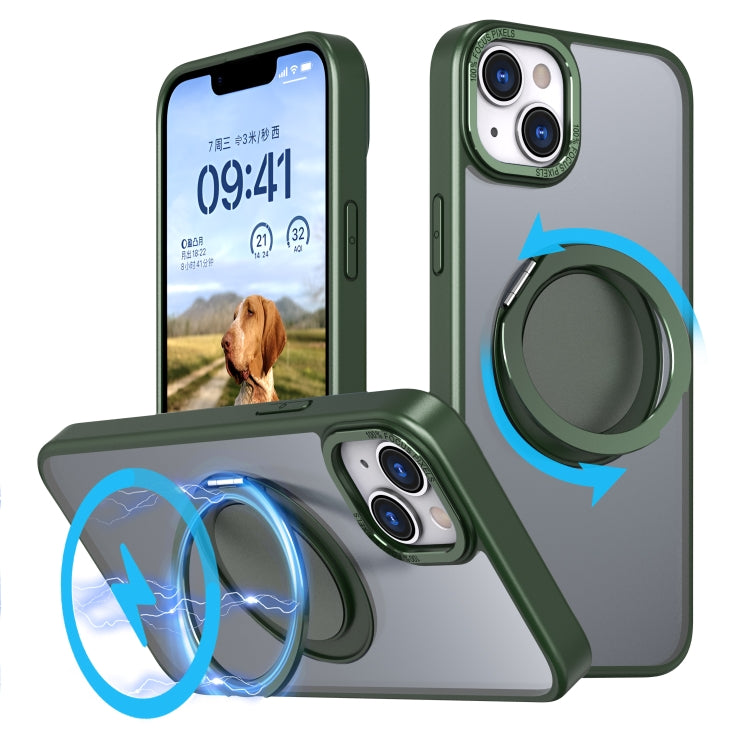 For iPhone 14 Plus 360-degree Rotating MagSafe Magnetic Holder Phone Case(Green) - iPhone 14 Plus Cases by PMC Jewellery | Online Shopping South Africa | PMC Jewellery