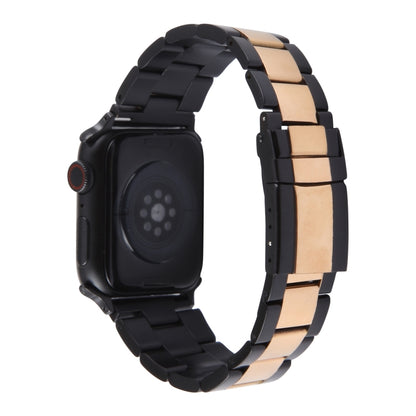 For Apple Watch Series 4 40mm Three-Bead Stainless Steel Watch Band(Black Rose Gold) - Watch Bands by PMC Jewellery | Online Shopping South Africa | PMC Jewellery