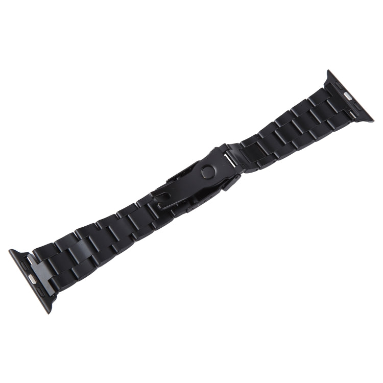 For Apple Watch 38mm Three-Bead Stainless Steel Watch Band(Black Gold) - Watch Bands by PMC Jewellery | Online Shopping South Africa | PMC Jewellery