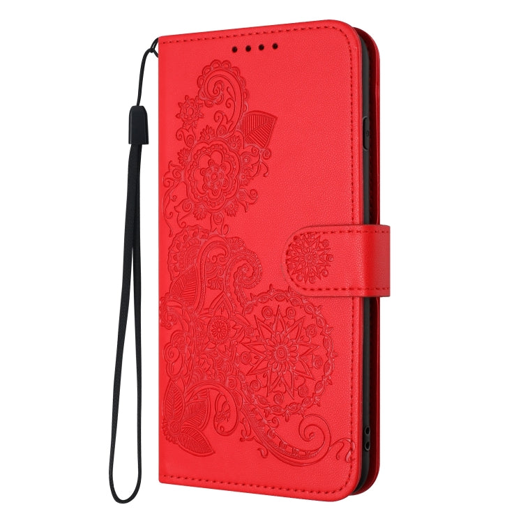 For Google Pixel 9 Datura Flower Embossed Flip Leather Phone Case(Red) - Google Cases by PMC Jewellery | Online Shopping South Africa | PMC Jewellery | Buy Now Pay Later Mobicred