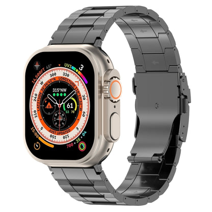 For Apple Watch Ultra 49mm Safety Buckle Trapezoid Titanium Steel Watch Band(Grey) - Watch Bands by PMC Jewellery | Online Shopping South Africa | PMC Jewellery