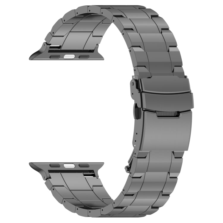 For Apple Watch Series 6 44mm Safety Buckle Trapezoid Titanium Steel Watch Band(Grey) - Watch Bands by PMC Jewellery | Online Shopping South Africa | PMC Jewellery