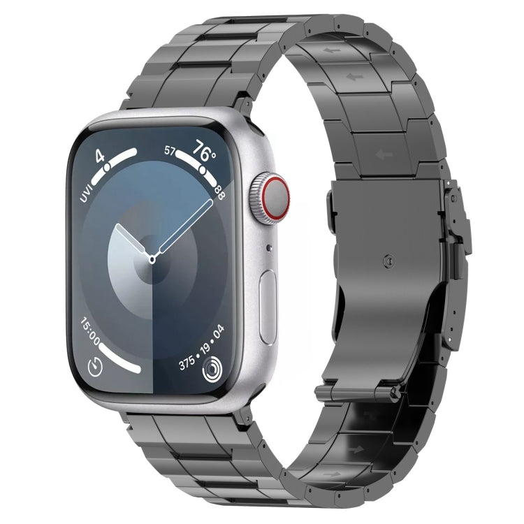 For Apple Watch Series 2 42mm Safety Buckle Trapezoid Titanium Steel Watch Band(Grey) - Watch Bands by PMC Jewellery | Online Shopping South Africa | PMC Jewellery