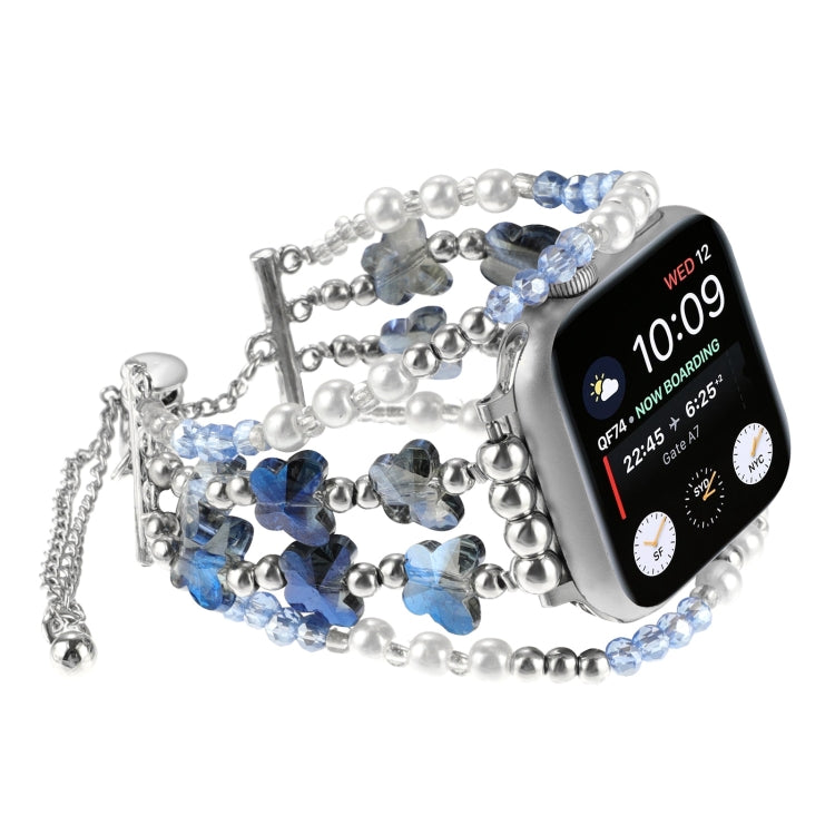 For Apple Watch SE 2023 40mm Butterfly Chain Bracelet Metal Watch Band(Blue) - Watch Bands by PMC Jewellery | Online Shopping South Africa | PMC Jewellery