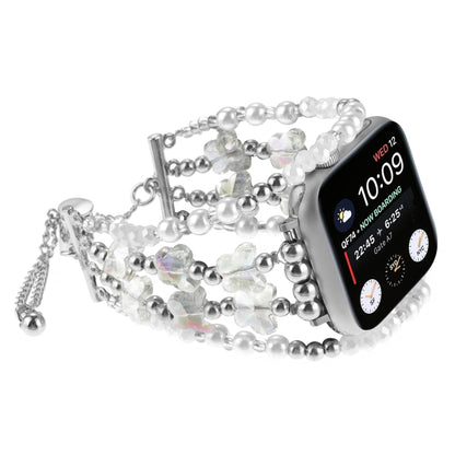 For Apple Watch SE 2023 40mm Butterfly Chain Bracelet Metal Watch Band(Transparent Silver) - Watch Bands by PMC Jewellery | Online Shopping South Africa | PMC Jewellery