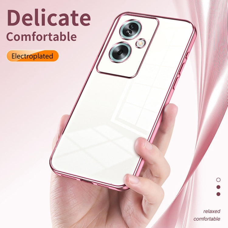 For OPPO A79 5G / A2 Transparent Plating Fine Hole Phone Case(Pink) - OPPO Cases by PMC Jewellery | Online Shopping South Africa | PMC Jewellery | Buy Now Pay Later Mobicred