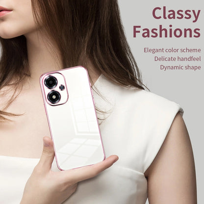 For OPPO A2m Transparent Plating Fine Hole Phone Case(Purple) - OPPO Cases by PMC Jewellery | Online Shopping South Africa | PMC Jewellery | Buy Now Pay Later Mobicred