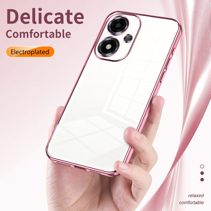 For OPPO A2m Transparent Plating Fine Hole Phone Case(Pink) - OPPO Cases by PMC Jewellery | Online Shopping South Africa | PMC Jewellery | Buy Now Pay Later Mobicred