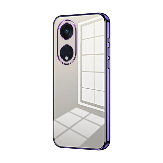 For OPPO Reno8 T 5G Transparent Plating Fine Hole Phone Case(Purple) - OPPO Cases by PMC Jewellery | Online Shopping South Africa | PMC Jewellery | Buy Now Pay Later Mobicred