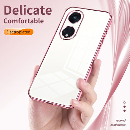 For OPPO Reno8 T 5G Transparent Plating Fine Hole Phone Case(Pink) - OPPO Cases by PMC Jewellery | Online Shopping South Africa | PMC Jewellery | Buy Now Pay Later Mobicred