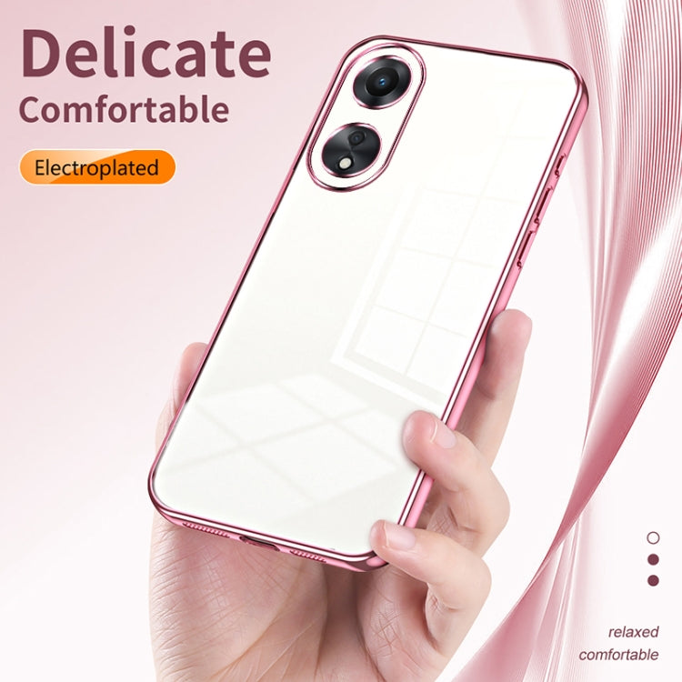 For OPPO A58 5G / A58x 5G Transparent Plating Fine Hole Phone Case(Green) - OPPO Cases by PMC TechLife | Online Shopping South Africa | PMC TechLife | Buy Now Pay Later Mobicred